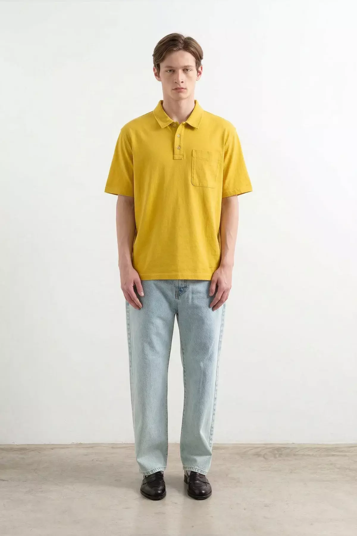 Edmmond Studios Burning Sun Polo-Shirt Herren Plain Mustard